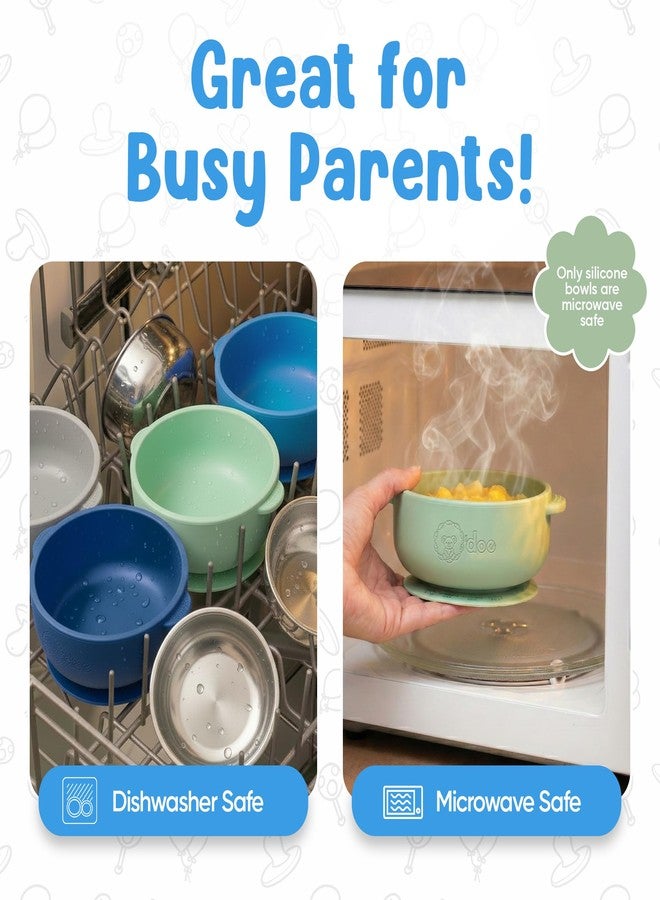 o'doe Baby Bowls with Lids – Stainless Steel Baby Feeding Bowls with Suction | Non-Slip Toddler Bowls for Self Feeding | BPA-Free Kids Bowls for Babys Food & Snacks | Stainless Steel Bowls Kids - Image 4